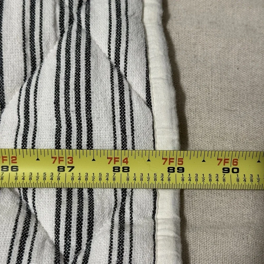 Bee And Willow Colcha Matrimonial Queen Quilt Stripe Linen Look Farmhouse Cotton